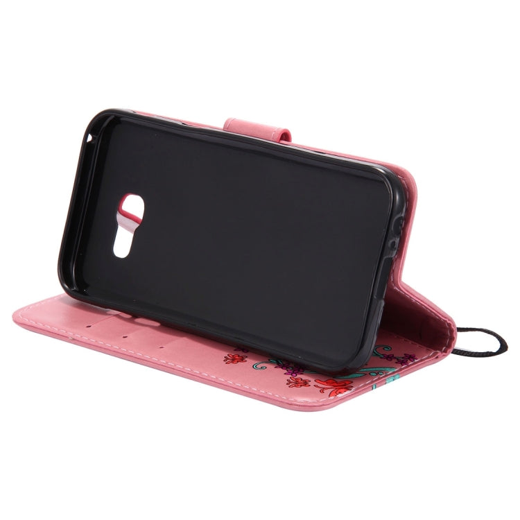 For Galaxy A3 (2017) Painted Butterfly Pattern Horizontal Flip Leather Case with Holder & Card Slots & Wallet & Lanyard