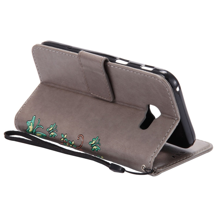 For Galaxy A3 (2017) Painted Butterfly Pattern Horizontal Flip Leather Case with Holder & Card Slots & Wallet & Lanyard