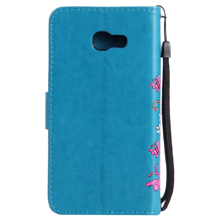 For Galaxy A3 (2017) Painted Butterfly Pattern Horizontal Flip Leather Case with Holder & Card Slots & Wallet & Lanyard