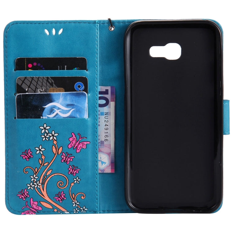 For Galaxy A3 (2017) Painted Butterfly Pattern Horizontal Flip Leather Case with Holder & Card Slots & Wallet & Lanyard