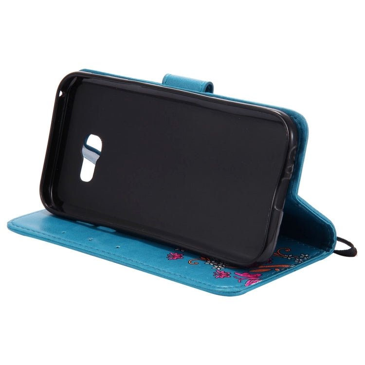 For Galaxy A3 (2017) Painted Butterfly Pattern Horizontal Flip Leather Case with Holder & Card Slots & Wallet & Lanyard