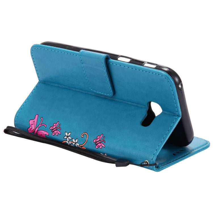 For Galaxy A3 (2017) Painted Butterfly Pattern Horizontal Flip Leather Case with Holder & Card Slots & Wallet & Lanyard