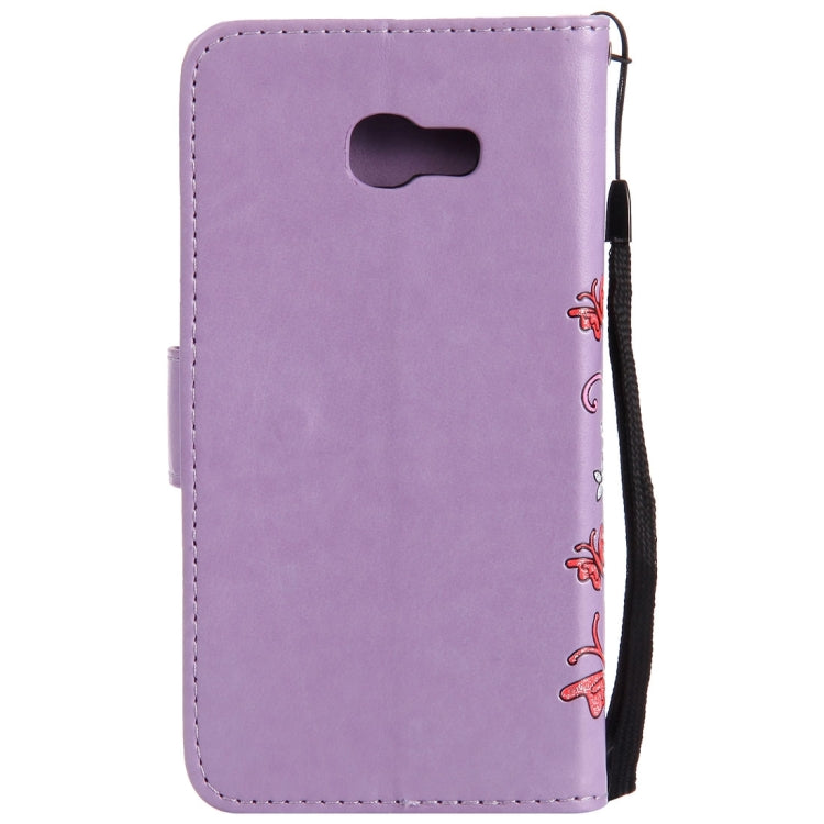 For Galaxy A3 (2017) Painted Butterfly Pattern Horizontal Flip Leather Case with Holder & Card Slots & Wallet & Lanyard