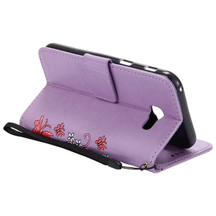 For Galaxy A3 (2017) Painted Butterfly Pattern Horizontal Flip Leather Case with Holder & Card Slots & Wallet & Lanyard