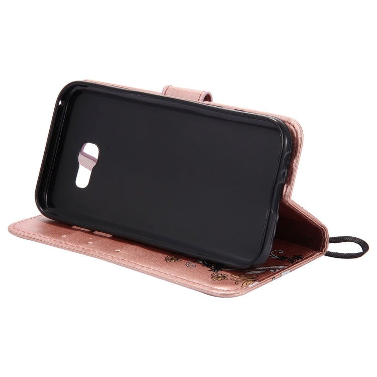 For Galaxy A3 (2017) Painted Butterfly Pattern Horizontal Flip Leather Case with Holder & Card Slots & Wallet & Lanyard