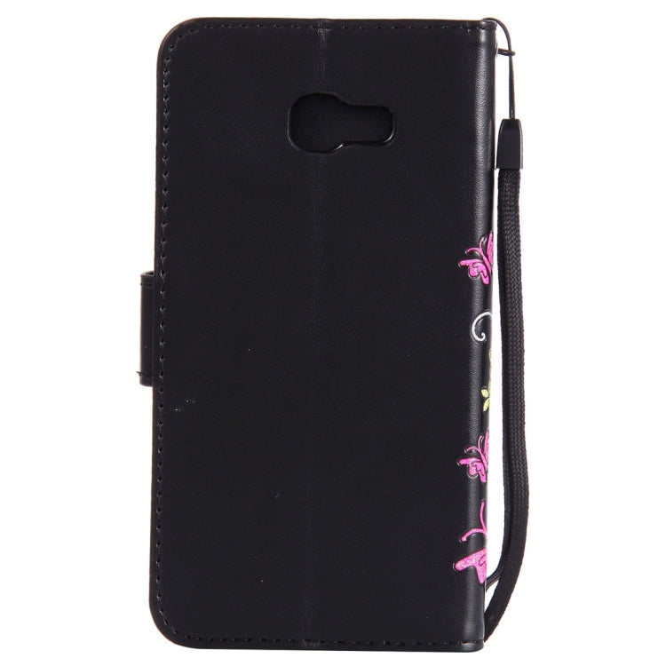 For Galaxy A5 (2017) Painted Butterfly Pattern Horizontal Flip Leather Case with Holder & Card Slots & Wallet & Lanyard