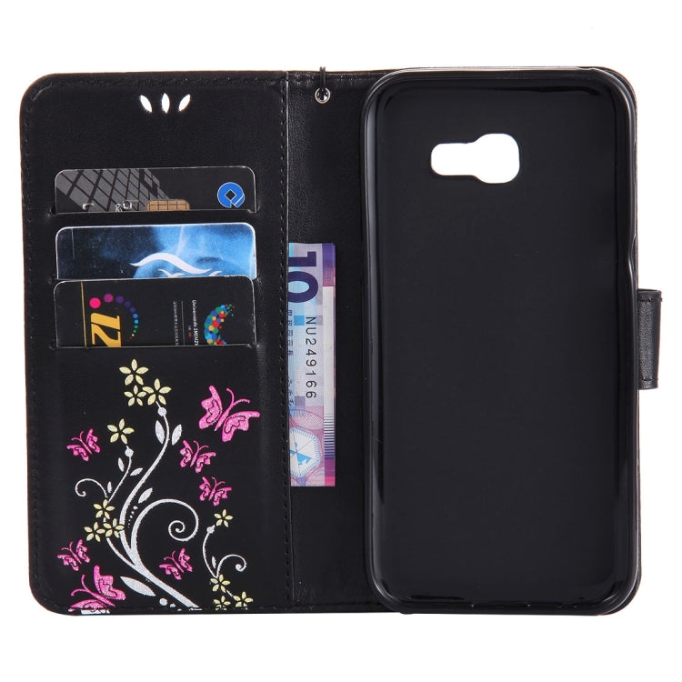For Galaxy A5 (2017) Painted Butterfly Pattern Horizontal Flip Leather Case with Holder & Card Slots & Wallet & Lanyard