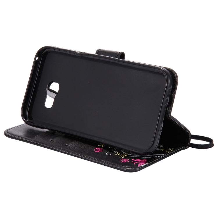 For Galaxy A5 (2017) Painted Butterfly Pattern Horizontal Flip Leather Case with Holder & Card Slots & Wallet & Lanyard