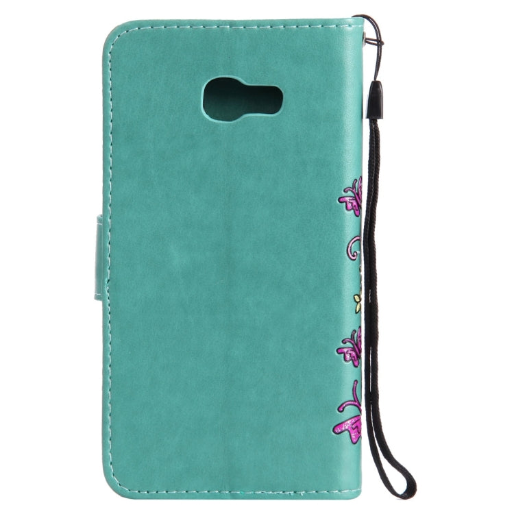 For Galaxy A5 (2017) Painted Butterfly Pattern Horizontal Flip Leather Case with Holder & Card Slots & Wallet & Lanyard