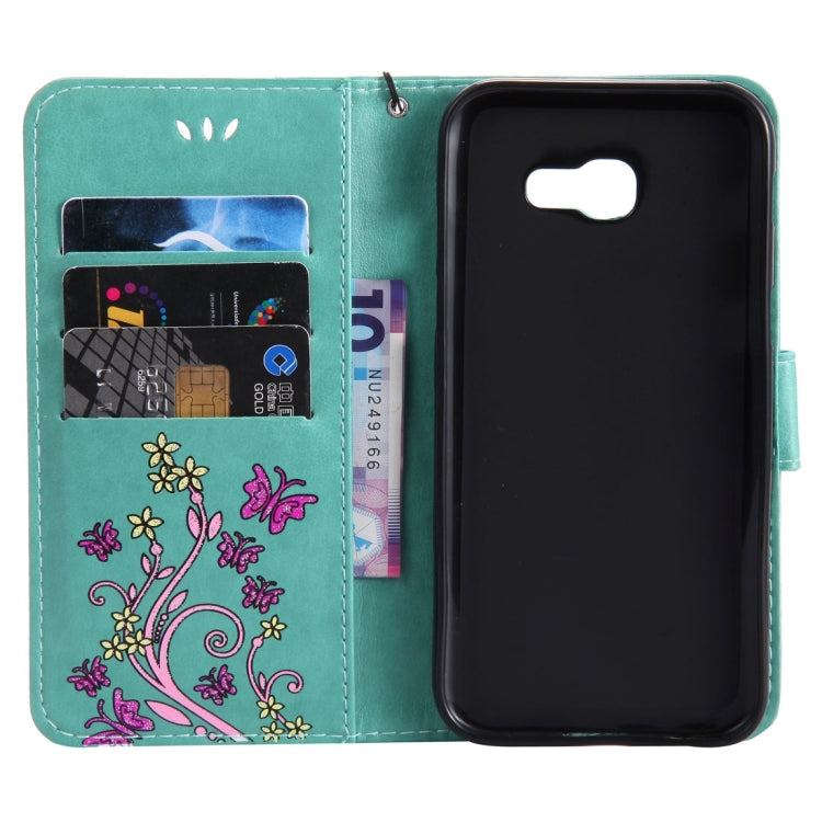 For Galaxy A5 (2017) Painted Butterfly Pattern Horizontal Flip Leather Case with Holder & Card Slots & Wallet & Lanyard