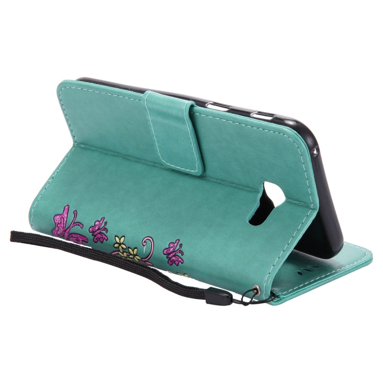 For Galaxy A5 (2017) Painted Butterfly Pattern Horizontal Flip Leather Case with Holder & Card Slots & Wallet & Lanyard