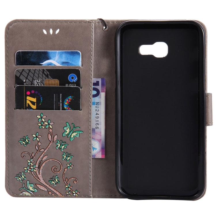 For Galaxy A5 (2017) Painted Butterfly Pattern Horizontal Flip Leather Case with Holder & Card Slots & Wallet & Lanyard