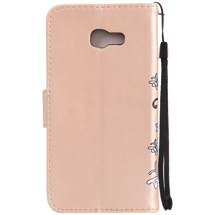 For Galaxy A5 (2017) Painted Butterfly Pattern Horizontal Flip Leather Case with Holder & Card Slots & Wallet & Lanyard