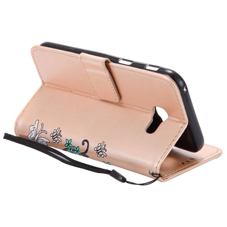 For Galaxy A5 (2017) Painted Butterfly Pattern Horizontal Flip Leather Case with Holder & Card Slots & Wallet & Lanyard