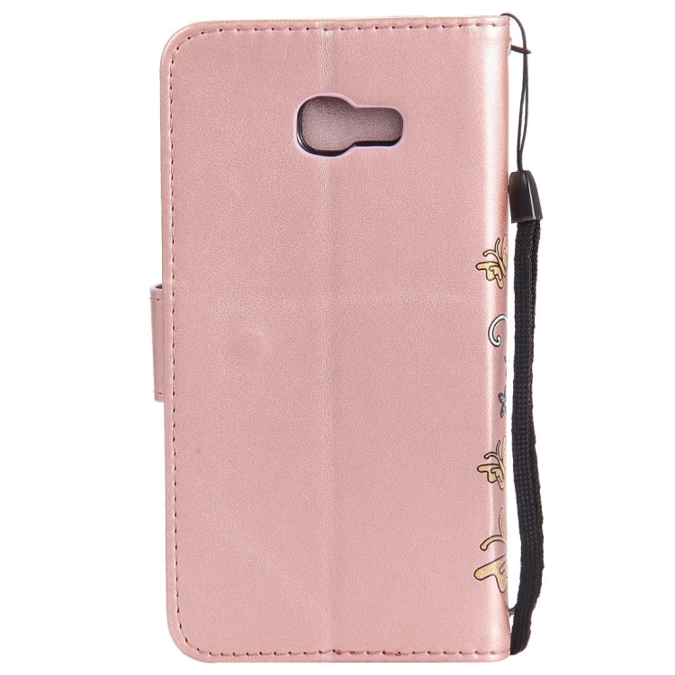 For Galaxy A5 (2017) Painted Butterfly Pattern Horizontal Flip Leather Case with Holder & Card Slots & Wallet & Lanyard