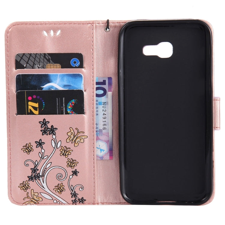 For Galaxy A5 (2017) Painted Butterfly Pattern Horizontal Flip Leather Case with Holder & Card Slots & Wallet & Lanyard