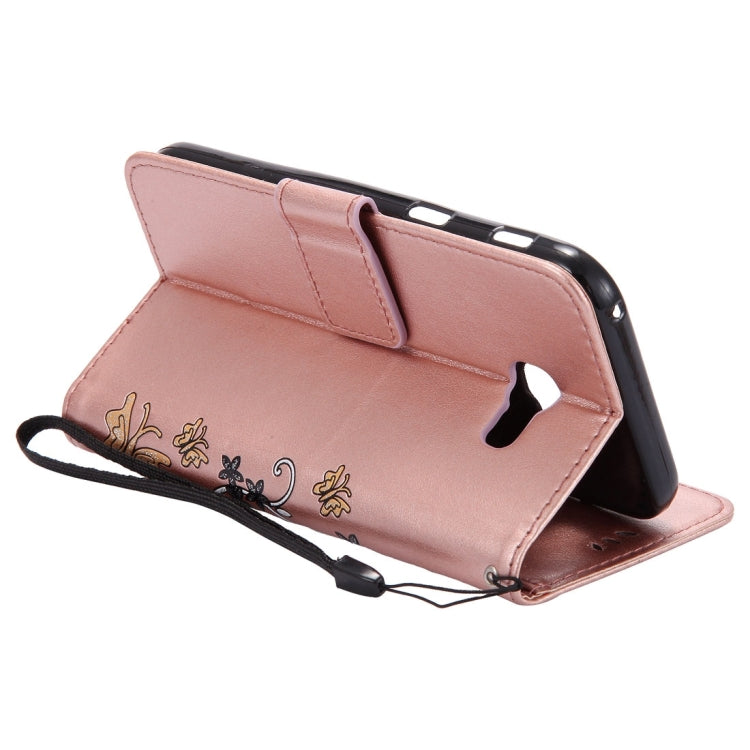 For Galaxy A5 (2017) Painted Butterfly Pattern Horizontal Flip Leather Case with Holder & Card Slots & Wallet & Lanyard