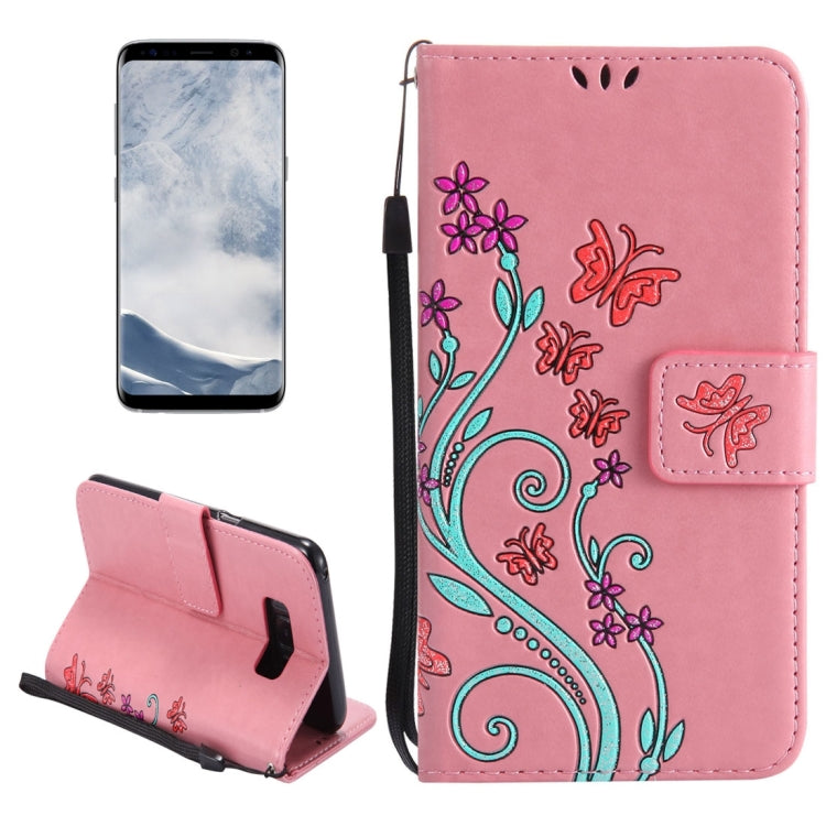 For Galaxy S8 Painted Butterfly Pattern Horizontal Flip Leather Case with Holder & Card Slots & Wallet & Lanyard