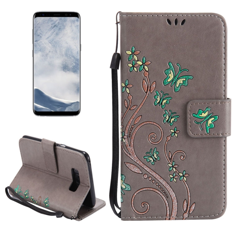 For Galaxy S8 Painted Butterfly Pattern Horizontal Flip Leather Case with Holder & Card Slots & Wallet & Lanyard