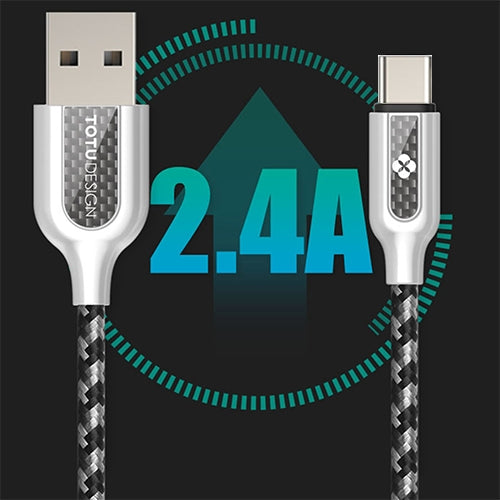 TOTUDESIGN 1m 2.4A Zinc Alloy Carbon Fiber Type-C to USB Data Sync Quick Charger Cable, For Galaxy S7 & S7 Edge / LG G4 / Huawei P8 / Xiaomi Mi4 and other Smartphones