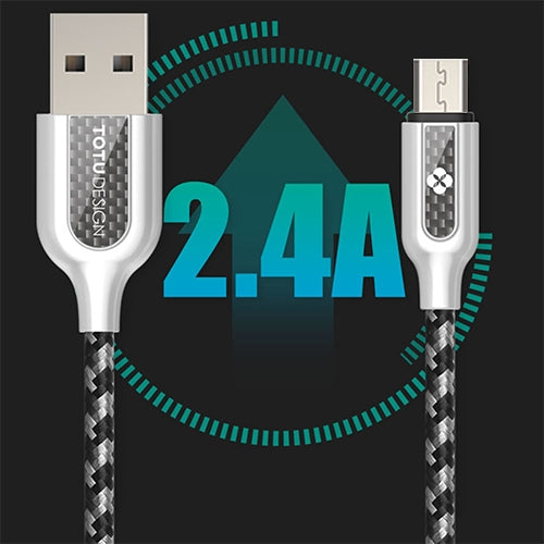 TOTUDESIGN 1m 2.4A Zinc Alloy Carbon Fiber Micro USB to USB Data Sync Quick Charger Cable, For Galaxy S7 & S7 Edge / LG G4 / Huawei P8 / Xiaomi Mi4 and other Smartphones
