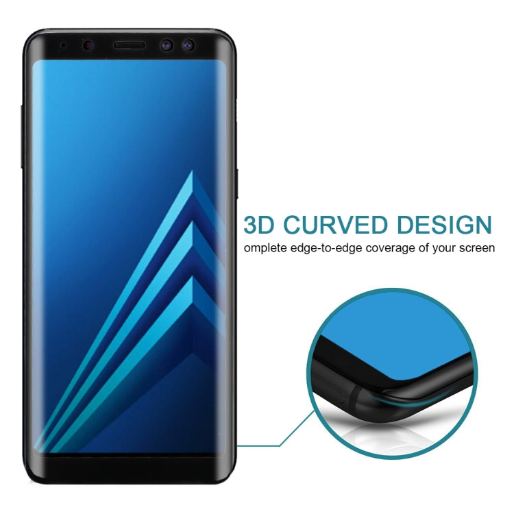 For Galaxy A8+ (2018) 3D Curved Edge 9H Hardness Tempered Glass Screen Protector(Black)