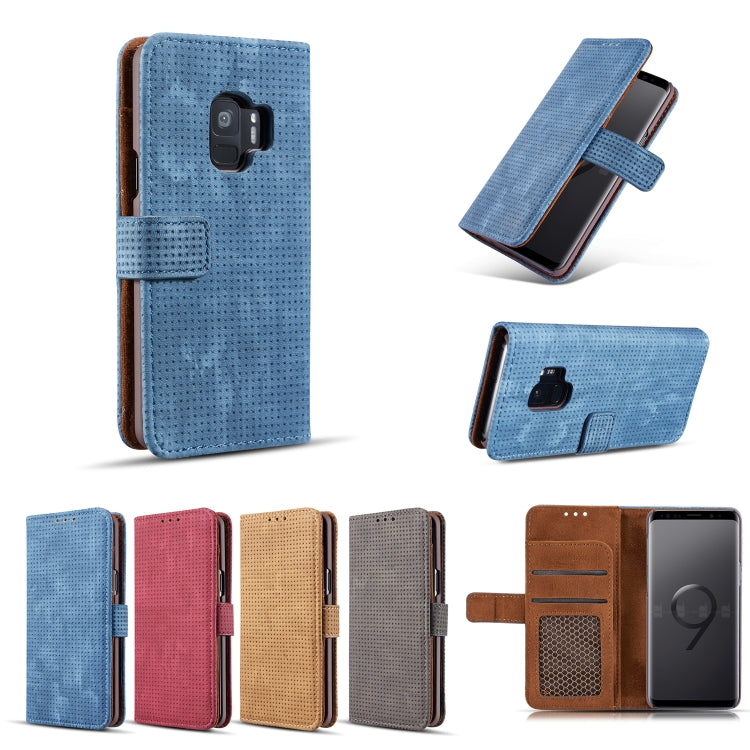 Mesh Breathable Horizontal Flip Leather Case for Galaxy S9, with Card Slot & Holder & Wallet