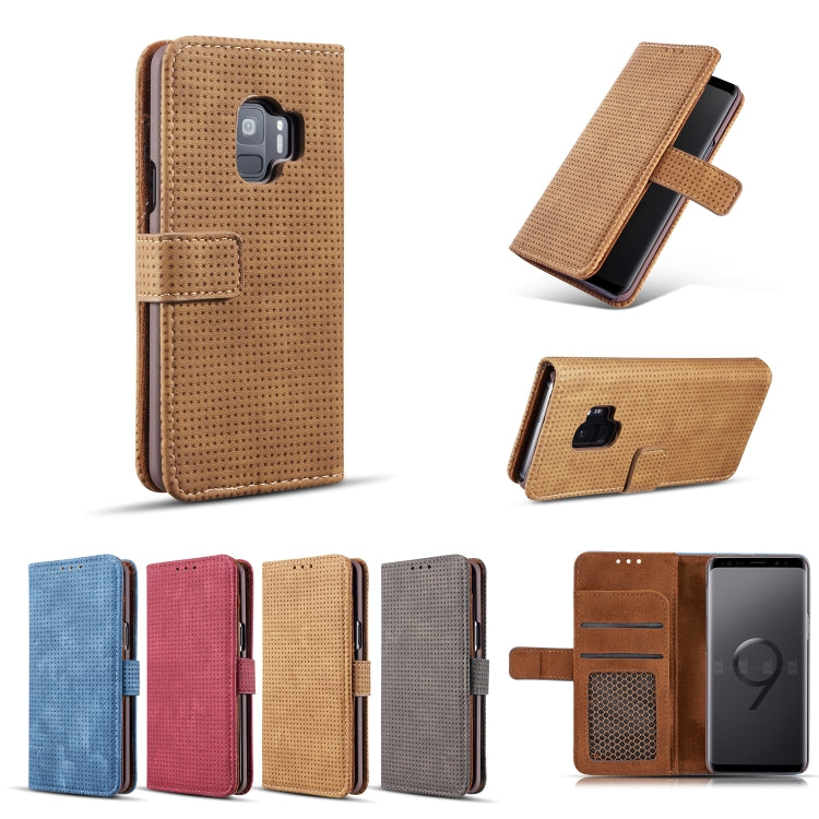 Mesh Breathable Horizontal Flip Leather Case for Galaxy S9, with Card Slot & Holder & Wallet