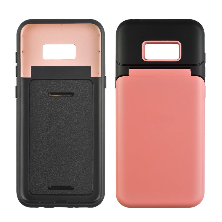 for Galaxy S8 TPU + PC 3 in 1 Protective Case Cover with Holder & Card Slot & Mirror