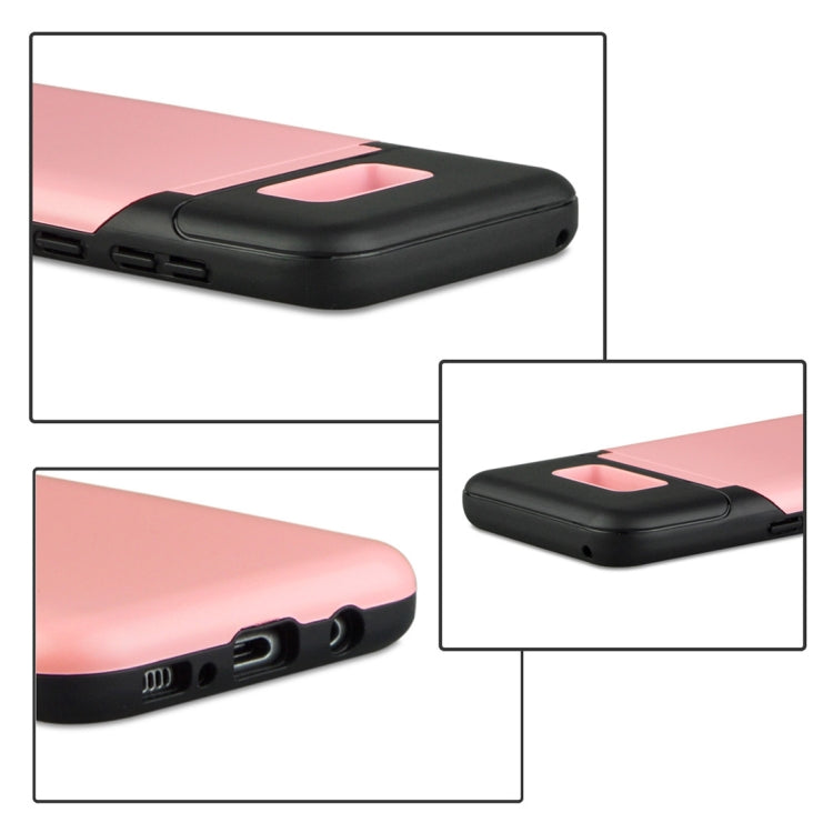 for Galaxy S8 TPU + PC 3 in 1 Protective Case Cover with Holder & Card Slot & Mirror