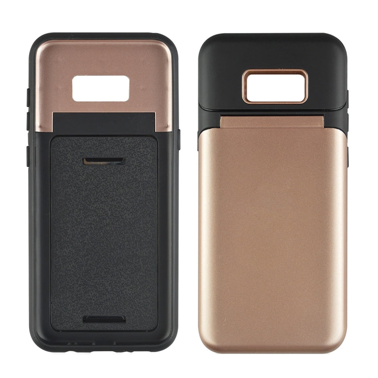 for Galaxy S8 TPU + PC 3 in 1 Protective Case Cover with Holder & Card Slot & Mirror