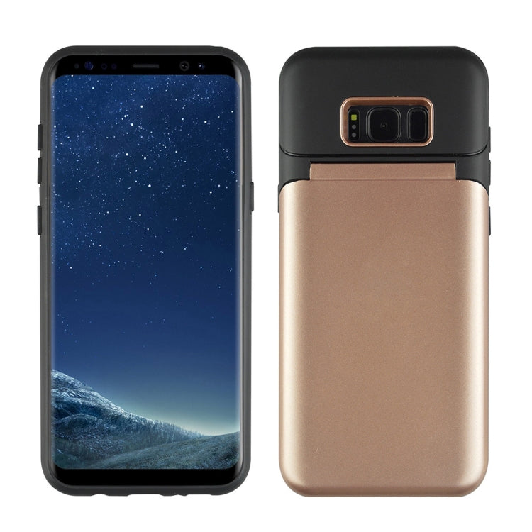 for Galaxy S8 TPU + PC 3 in 1 Protective Case Cover with Holder & Card Slot & Mirror