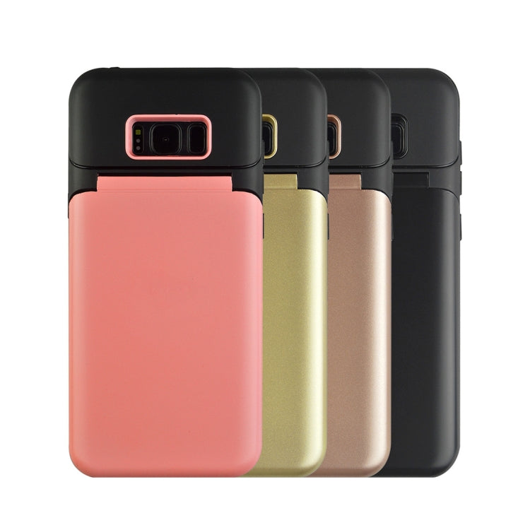 for Galaxy S8 TPU + PC 3 in 1 Protective Case Cover with Holder & Card Slot & Mirror
