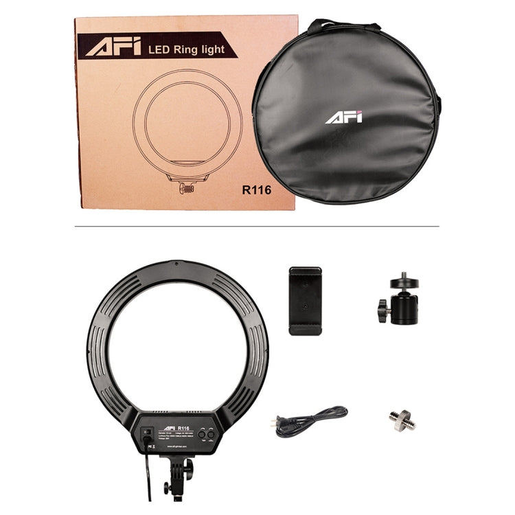 AFI R116 38W 16 inch Dimmable Rotatable LED Ring Photography Self-timer Fill Light with Mobile Phone Clip