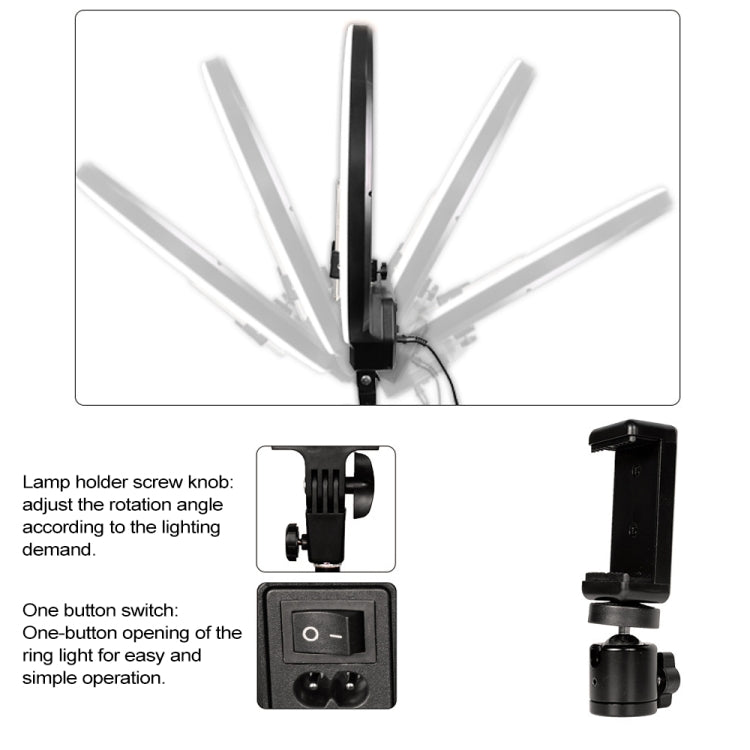 AFI R116 38W 16 inch Dimmable Rotatable LED Ring Photography Self-timer Fill Light with Mobile Phone Clip