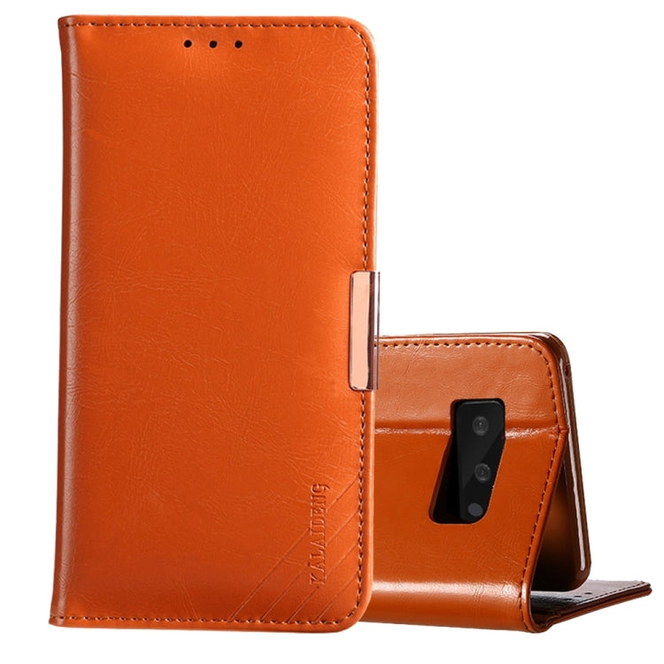 KALAIDENG ROYALE Series for Galaxy Note 8 TPU Magnetic Horizontal Flip Genuine Leather Case with Card Slots & Holder (Brown)