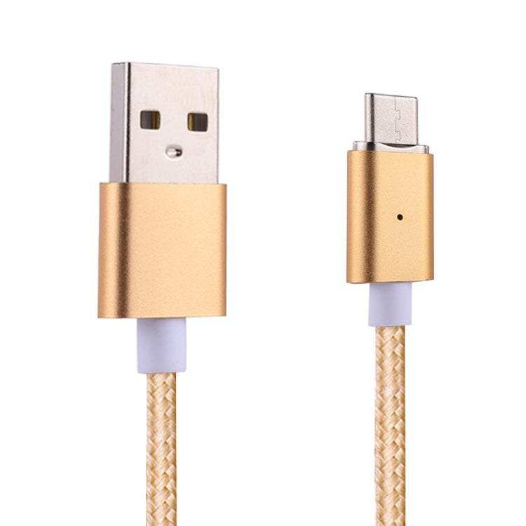 1m Weave Style 2A Magnetic USB-C / Type-C to USB Weave Style Data Sync Charging Cable with LED Indicator