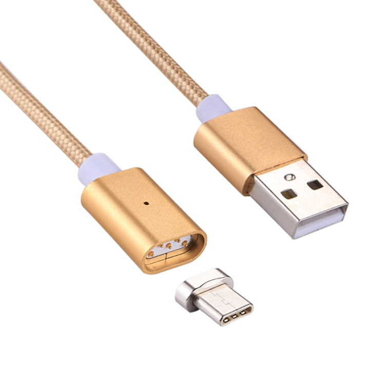 1m Weave Style 2A Magnetic USB-C / Type-C to USB Weave Style Data Sync Charging Cable with LED Indicator