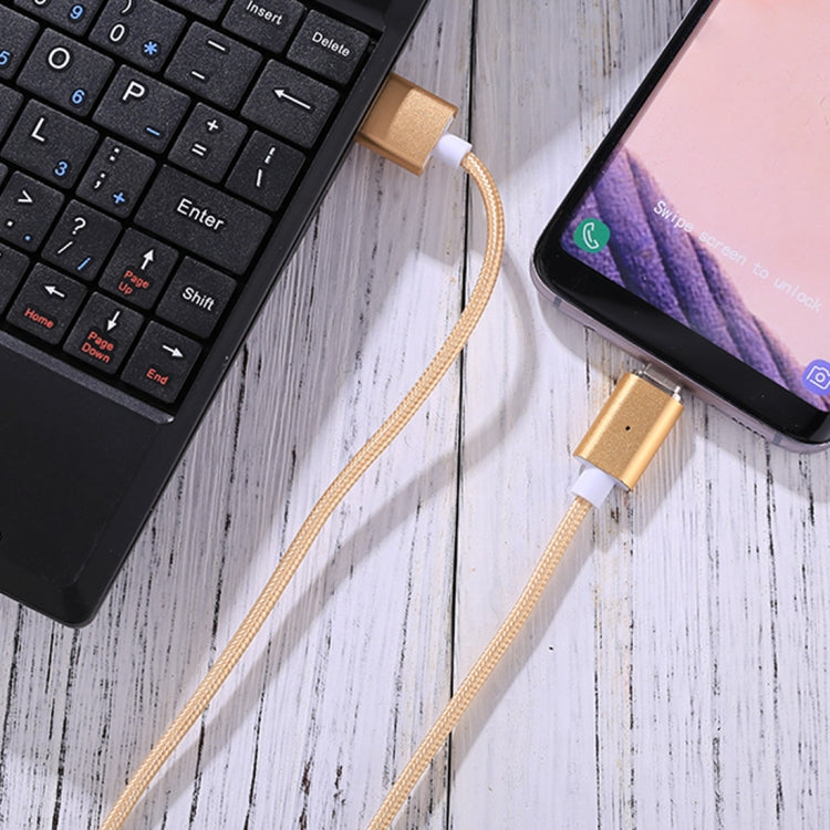 1m Weave Style 2A Magnetic USB-C / Type-C to USB Weave Style Data Sync Charging Cable with LED Indicator
