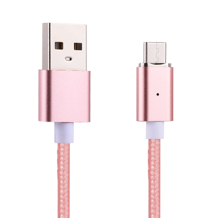 1m Weave Style 2A Magnetic USB-C / Type-C to USB Weave Style Data Sync Charging Cable with LED Indicator