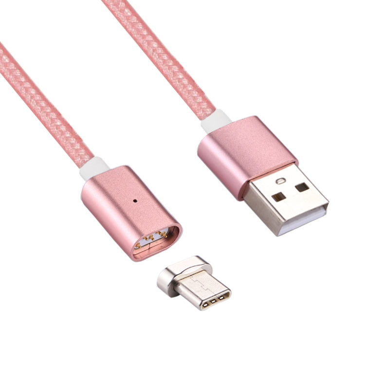 1m Weave Style 2A Magnetic USB-C / Type-C to USB Weave Style Data Sync Charging Cable with LED Indicator