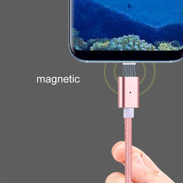 1m Weave Style 2A Magnetic USB-C / Type-C to USB Weave Style Data Sync Charging Cable with LED Indicator