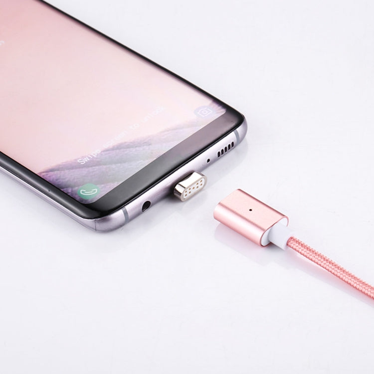 1m Weave Style 2A Magnetic USB-C / Type-C to USB Weave Style Data Sync Charging Cable with LED Indicator