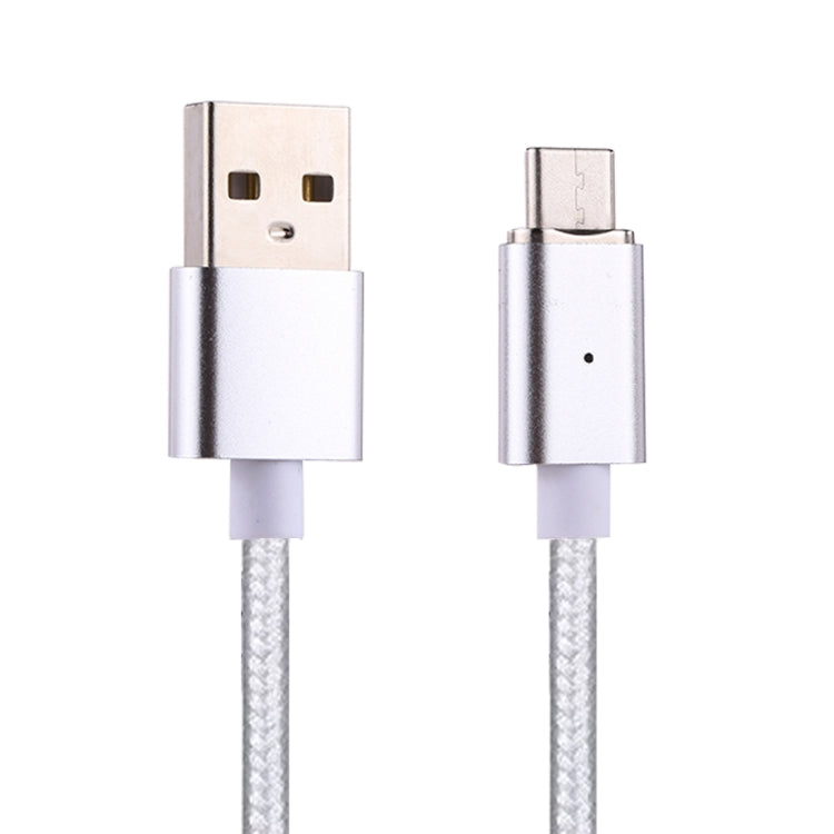 1m Weave Style 2A Magnetic USB-C / Type-C to USB Weave Style Data Sync Charging Cable with LED Indicator