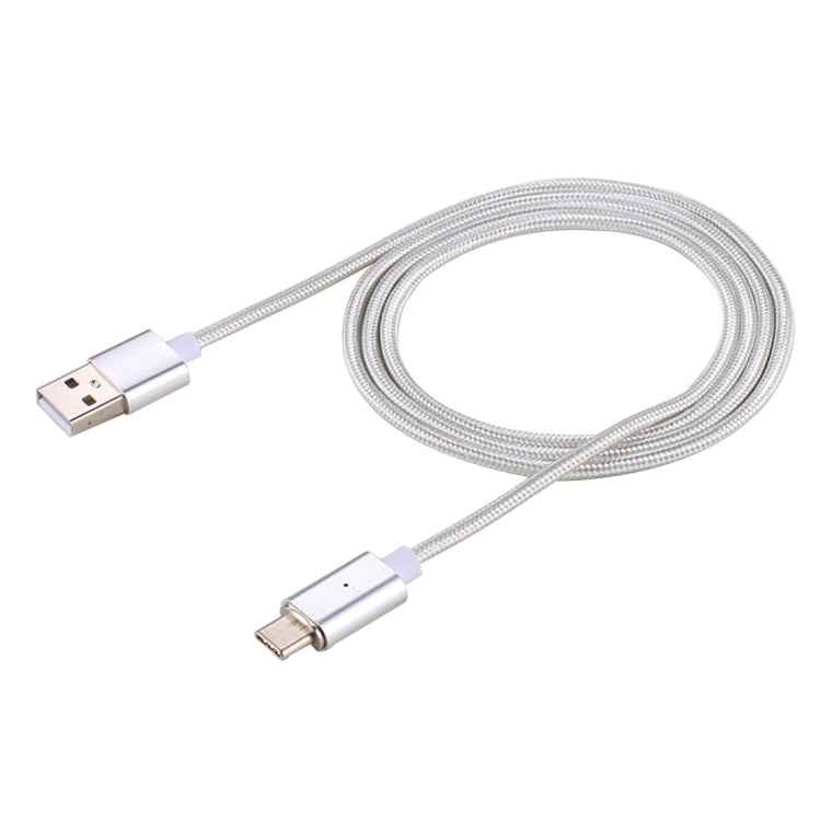 1m Weave Style 2A Magnetic USB-C / Type-C to USB Weave Style Data Sync Charging Cable with LED Indicator