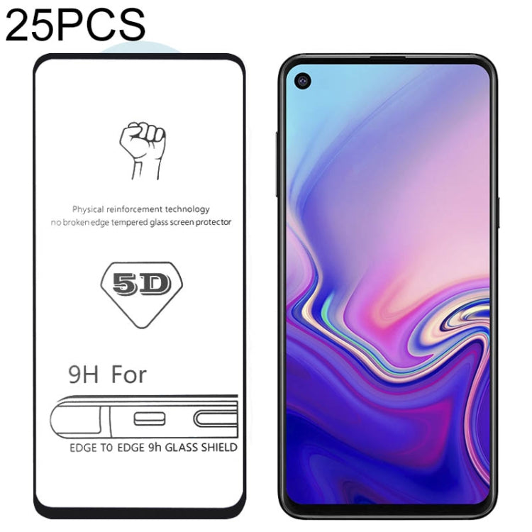 25 PCS 9H 5D Full Glue Full Screen Tempered Glass Film for Galaxy A8s