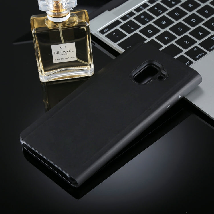For Galaxy A8+ (2018) Electroplating Mirror Horizontal Flip Leather Case with Holder