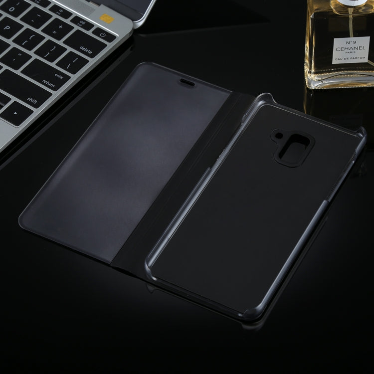 For Galaxy A8+ (2018) Electroplating Mirror Horizontal Flip Leather Case with Holder