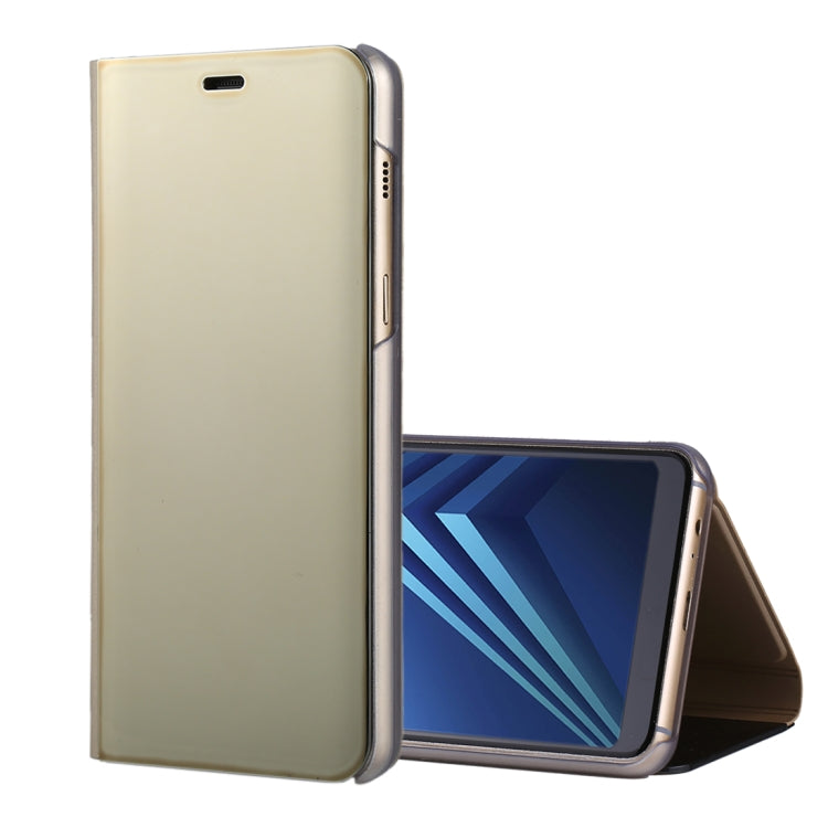 For Galaxy A8+ (2018) Electroplating Mirror Horizontal Flip Leather Case with Holder