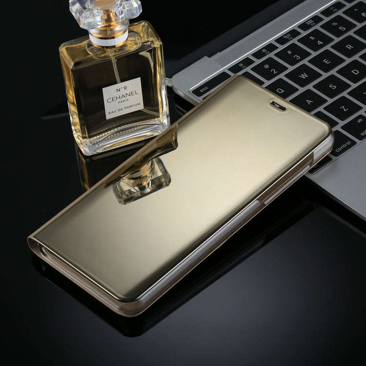 For Galaxy A8+ (2018) Electroplating Mirror Horizontal Flip Leather Case with Holder